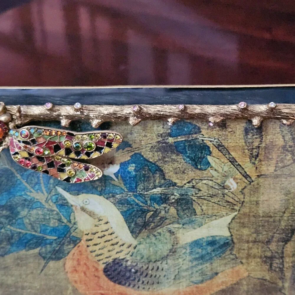 RARE JAY STRONGWATER CASSANDRA DRAGONFLY FLORA & FAUNA ENAMEL CRYSTAL FRAME